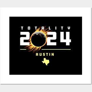 Austin Texas 2024 Total Solar Eclipse Posters and Art